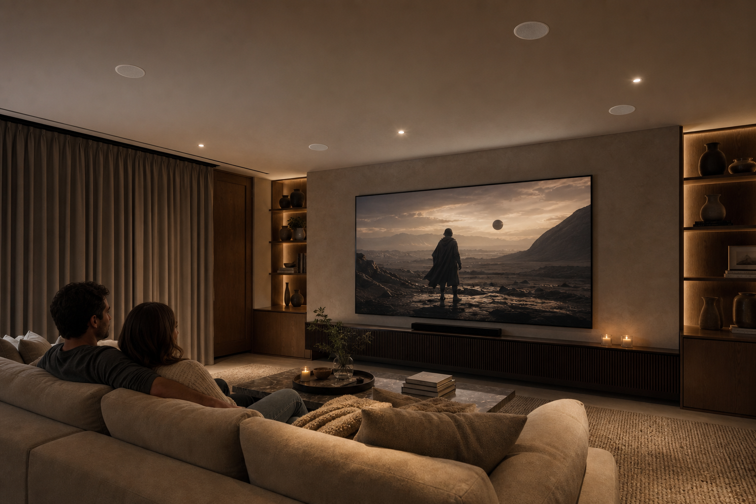 ELI-650A v2 6.5" angled LCR in-ceiling loudspeaker installed for 5-channel cinema and 7-channel cinema